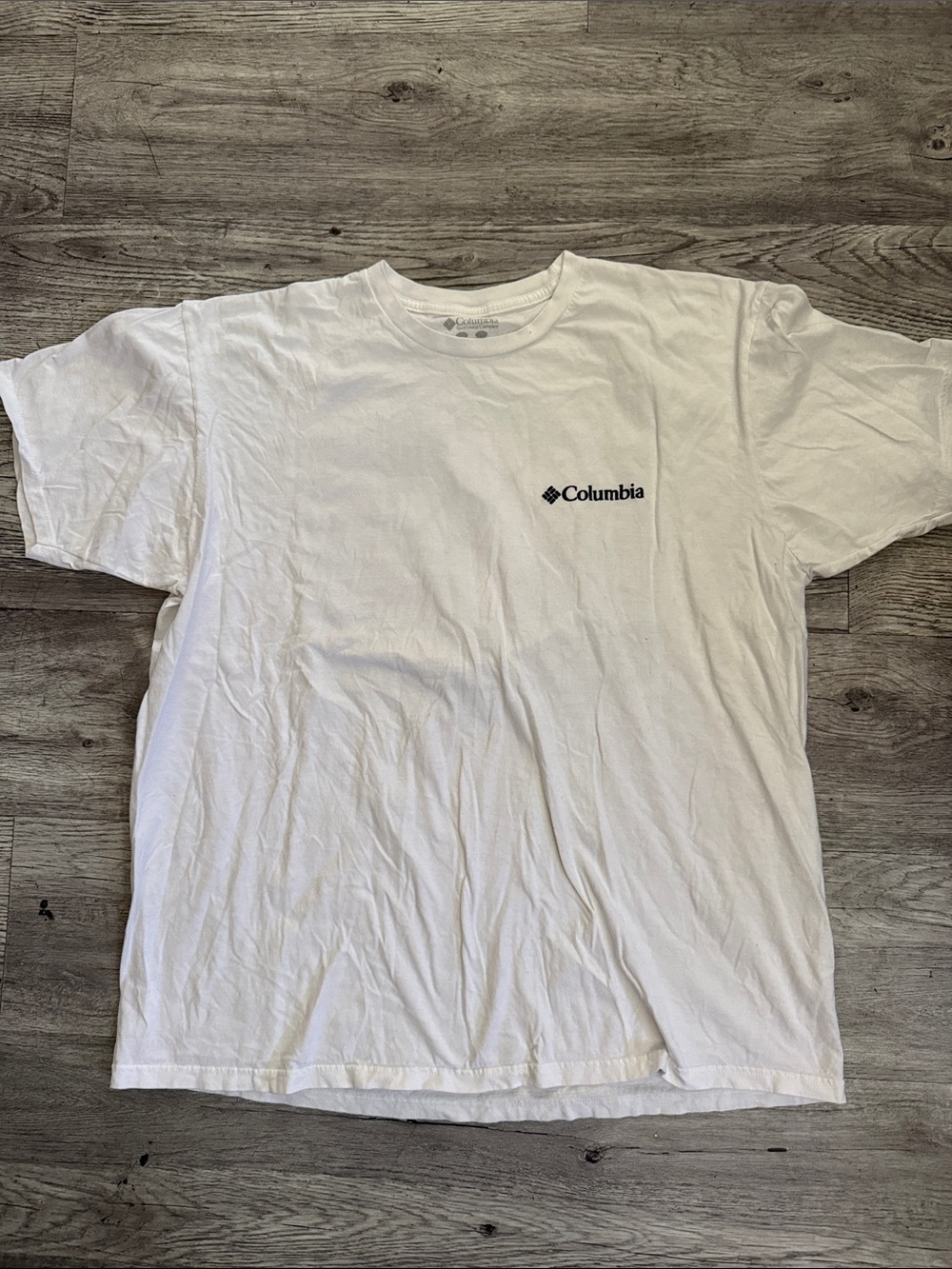 Columbia White Short-Sleeve Tee with Small Chest Logo